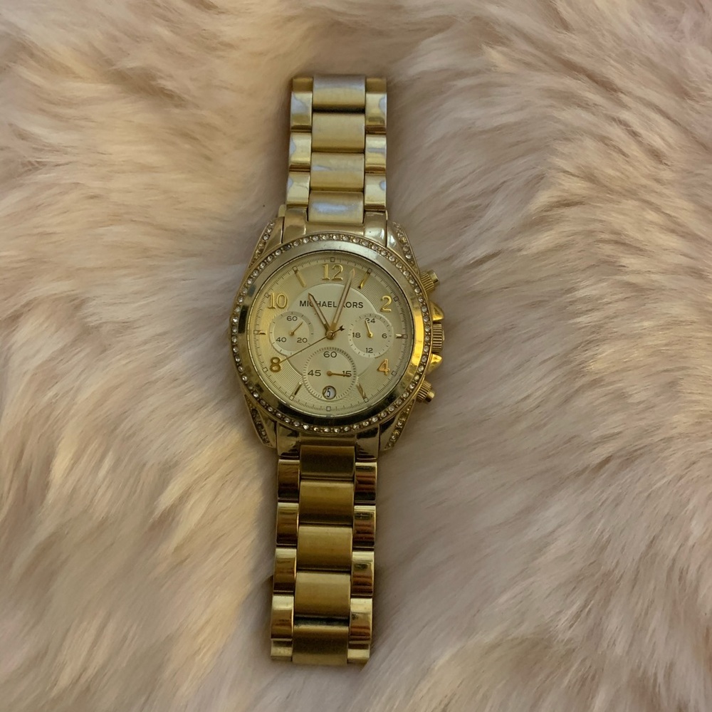 Michael Kors Yellow Gold Face Watch Diamond Dial